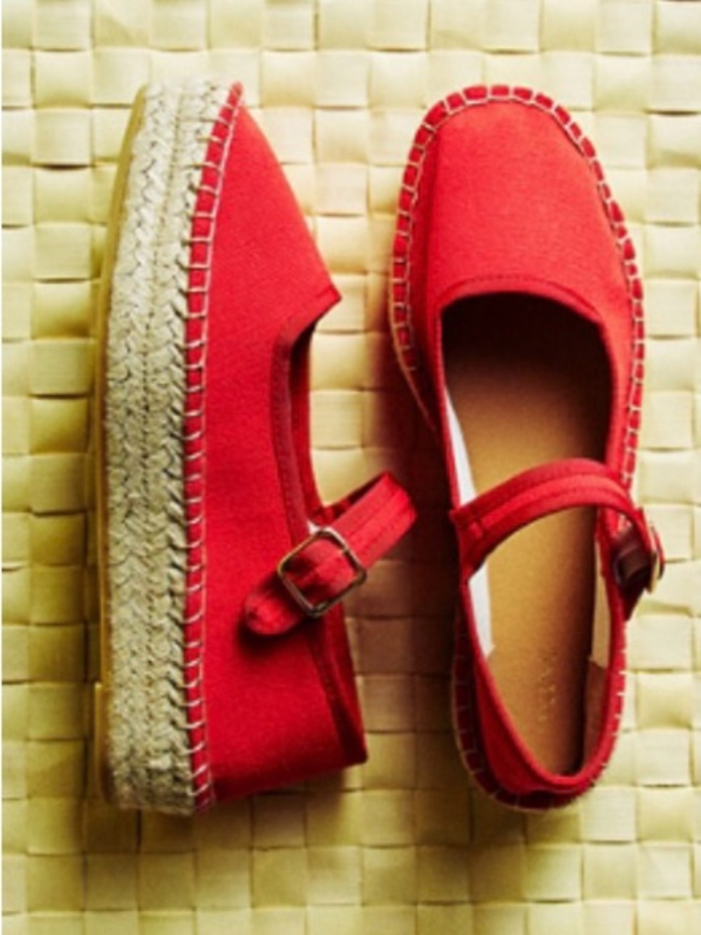 Anthropologie Exclusive: Maeve Red Canvas Mary Jane Espadrilles
